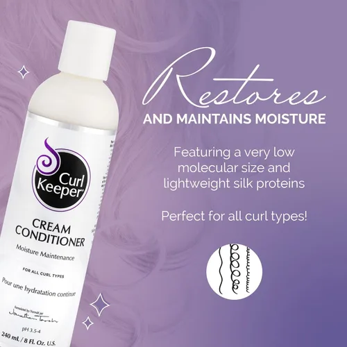 Vista 2 de Curl Keeper Acondicionador en crema para cabello rizado, 8 onzas líquidas, acondicionador diario ligero para todo tipo de rizos, hidratante