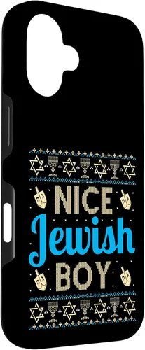 Vista 3 de Nice Jewish Boy Ugly Hanukkah Sweater Funny Jewish Chanukkah Case for iPhone 16
