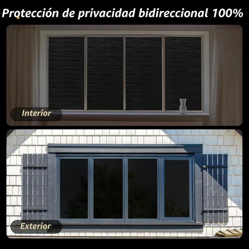 Vista 7 de rabbitgoo - Película opaca de privacidad para ventana, patrón de ondas, 11.8 x 78.7 pulgadas Onda negra