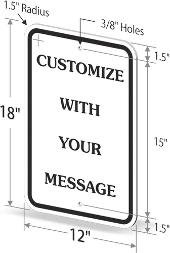 Vista 5 de SmartSign 18 x 12 pulgadas "Añade tu propio mensaje, elige color" Cartel de metal personalizado, aluminio de 63 mil, material reflectante laminado