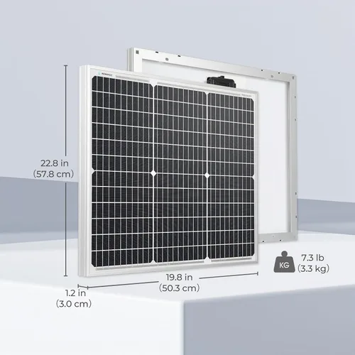 Vista 8 de Renogy Panel Solar de 50 W 12 V, Cargador de Módulo PV Monocristalino de Alta Eficiencia de 50 W para Techo de Casa Rodante, Marina, Granja, Batería