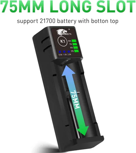 Vista 3 de IMREN Cargador de Batería 18650 de Una Sola Ranura, Cargador de Iones de Litio de 3.7V para Baterías 18650 18500 18350 20700 21700 26650
