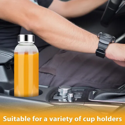 Vista 8 de PROBTTL Botellas de vidrio para jugo de 18 onzas con tapas, botellas de agua de vidrio transparente recargables con tapas herméticas de acero