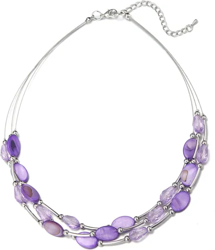 Vista 13 de PEARL&CLUB Collar de cristal en capas para mujer, gargantilla con cadena de plata gruesa, regalos de cumpleaños para mujer
