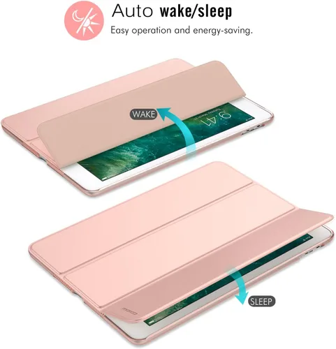 Vista 7 de MoKo Funda para iPad 9.7 2018/2017 de 5ª / 6ª Generación - Funda delgada y ligera con soporte para Smartphone con parte trasera translúcida