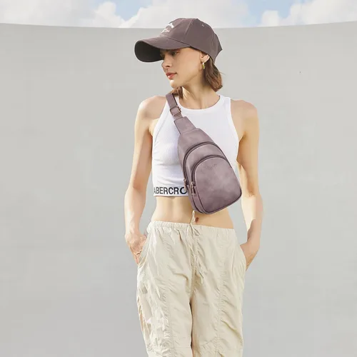 Vista 177 de Telena Riñonera pequeña para mujer, de cuero, cangureras, bolsa de pecho para mujer