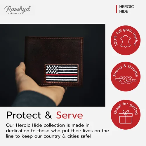 Vista 6 de RAW HYD Carteras de línea de servicio, Línea Roja Bi-fold, Línea Roja Bifold