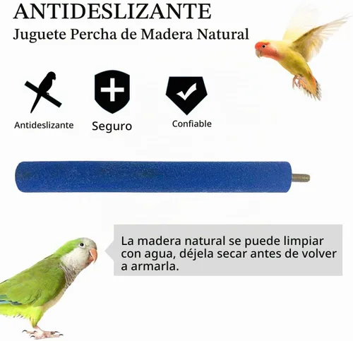 Vista 3 de FlidRunest Juguete de perca con bolas giratorias para pájaros, juguete natural de perca de loro de superficie rugosa, bolas de campana de pájaro