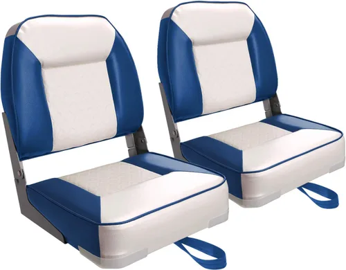 Vista 14 de XGEAR Asiento de barco de lujo con respaldo bajo/alto, asiento plegable para barco de pesca Marine-Grade Vinyl, High-Density Foam Padding