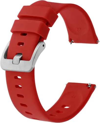 Vista 10 de BISONSTRAP Correas de reloj de silicona, correas de reloj delgadas con liberación rápida, 0.787 in, negro con hebilla negra