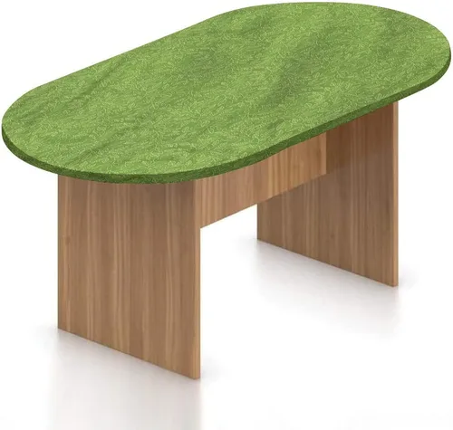 Vista 10 de Mantel ajustable ovalado, de poliéster elástico verde, estilo retro de los años 60 y 70, diseño de círculos de lunares verdes, vintage, se adapta a