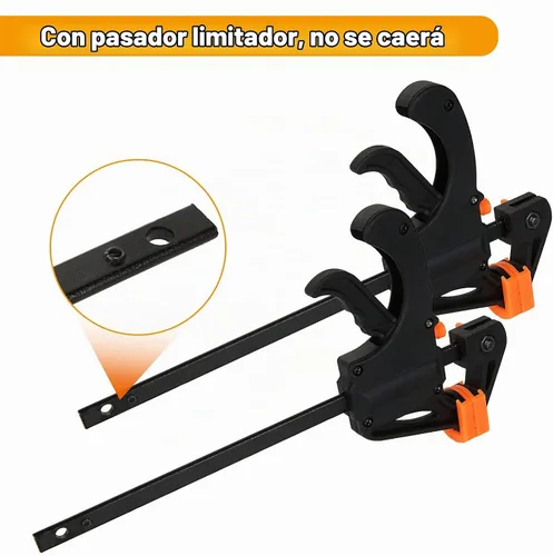 Vista 5 de Paquete de 12 abrazaderas de barra de 4 pulgadas para carpintería, abrazaderas de agarre rápido, abrazadera de trinquete con una mano, mini