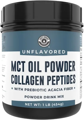 Vista 7 de MCT Aceite en polvo con fibra de acacia y péptidos de colágeno – Proteína de colágeno prebiótico, 0.31 onzas de MCT de cocos, crema de café keto sin