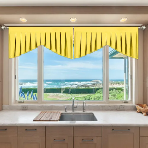 Vista 36 de Cenefas para Sala de Estar Amarillo Brillante Opacas con Bolsillo para Barra Cenefas para Ventanas, Paquete de 1 (Amarillo Brillante 39" An x 20" L)