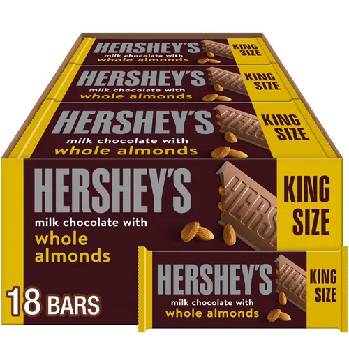 Vista 8 de HERSHEY'S Barra de caramelo extra cremosa a base de plantas con almendras y sal marina, 1.55 onzas (12 unidades)