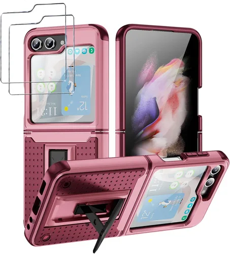 Vista 39 de Jeylly Funda para Samsung Z Flip 3, Z Flip 4, de grado militar, a prueba de golpes, con soporte estable, protección de bisagra, cubierta resistente