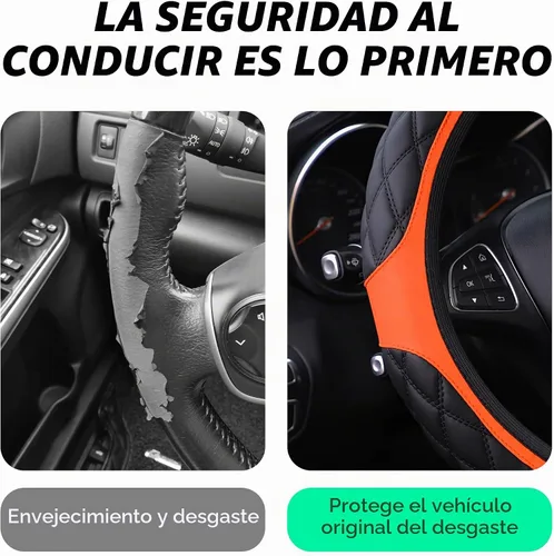 Vista 4 de Funda de cuero para volante de automóvil de 15 pulgadas, accesorios de automóvil, elástica, transpirable, antideslizante, protector de volante