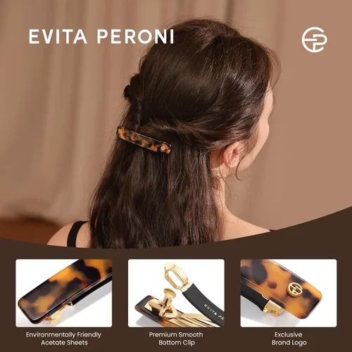 Vista 8 de EVITA PERONI Pasadores de pelo francés para mujer, pinzas antideslizantes de tamaño medio para cabello grueso y fino, clip de acetato extraíble