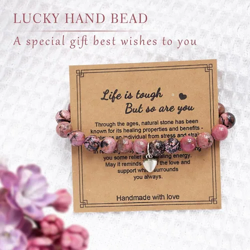 Vista 2 de Regalos para mujeres, pulsera curativa de piedra natural, regalos inspiradores para mujeres, adolescentes y niñas