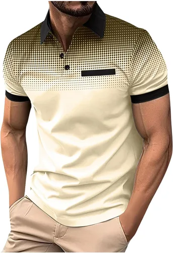 Vista 17 de Mens Shirts Casual Stylish Button Down Short Sleeve Polo Shirt Summer Vacation Shirts Loose Athletic Pullover Tee
