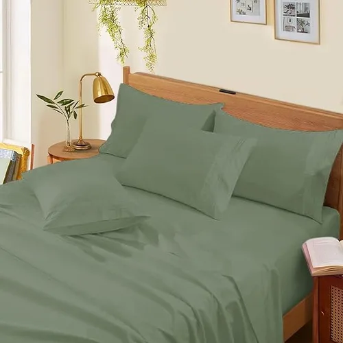 Vista 27 de Sábanas de cama tamaño Queen – 21 pulgadas de profundidad – Juego de 4 sábanas 100% algodón egipcio, rayas plateadas, de lujo, súper suavidad