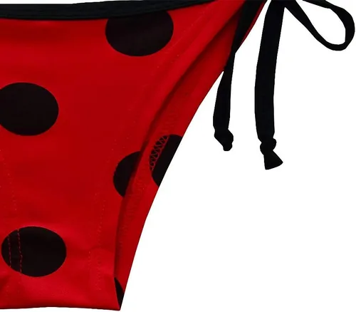 Vista 4 de Lito Angels Traje de baño de lunares para niñas, traje de baño junto a la piscina, tankini triangular, bikini de dos piezas
