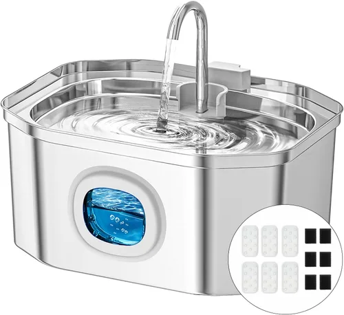 Vista 10 de APAUK Fuente de agua para gatos de acero inoxidable, fuente de agua