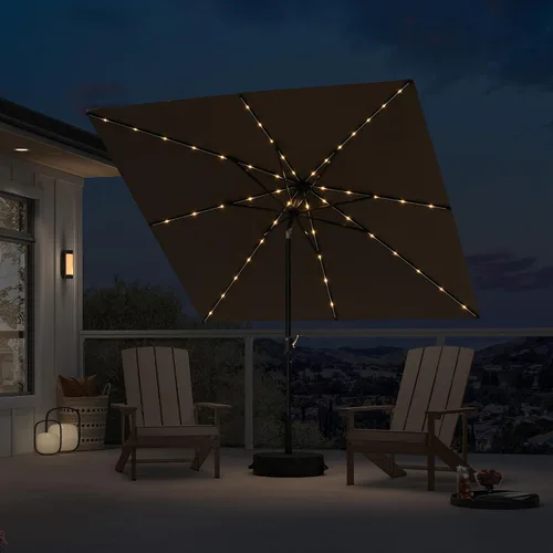 Vista 45 de PURPLE LEAF Sombrilla LED para patio y piscina, 5 x 8 pies, con base para Beige