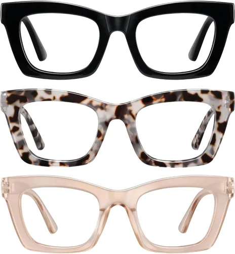 Vista 10 de Reading Glasses for women-3Pack Blue Light Blocking Computer Readers with Spring Hinge Fashion Eyeglasses