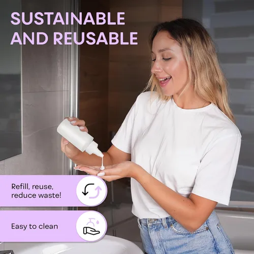 Vista 7 de BRIGHTFROM Botellas aplicadoras con tapa giratoria, botellas de plástico vacías de 2 onzas, recargables, boquilla de apertura/cierre, multiusos
