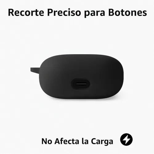 Vista 6 de Geiomoo Funda de silicona para Anker Soundcore Liberty 5, funda protectora suave y flexible resistente a los arañazos con mosquetón (negro)