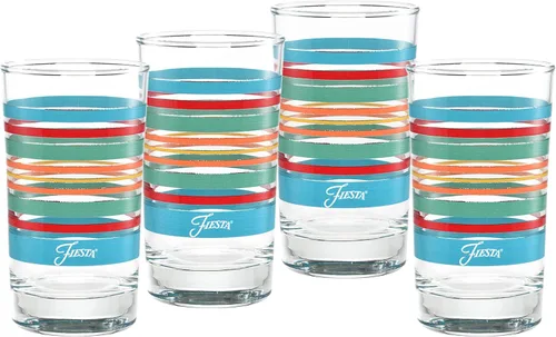 Vista 4 de Fiesta Stripes - Vaso de jugo de 7 onzas con licencia oficial (juego de 4) (colección Bright Stripes)