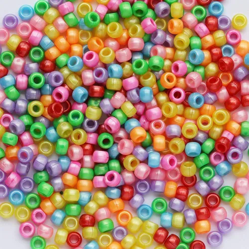 Vista 8 de Cuentas de poni mixtas de colores para hacer pulseras de amistad, tamaño 0.236x0.354 in, 1000pcs