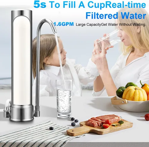 Vista 6 de Filtros de agua de cerámica de repuesto de 10 pulgadas para cocina, filtro de encimera de 4 etapas, cartucho de vela lavable y filtración