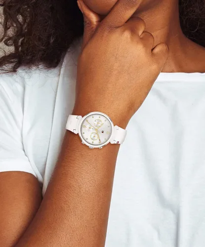 Vista 5 de Tommy Hilfiger Reloj de cuarzo de acero inoxidable para mujer con correa de silicona blanco 12 Modelo 1782342 Blanco Reloj de cuarzo