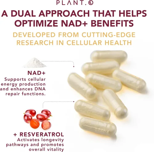 Vista 6 de Suplemento NAD de alta pureza (500 mg de 95% de NAD Pura Plus) con resveratrol - NMN y ribósido de nicotinamida alternativa para energía