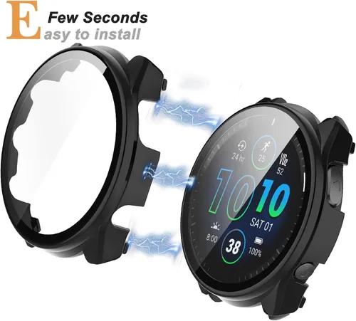 Vista 6 de Miimall Funda compatible con Garmin Forerunner 965, carcasa completa de PC con protector de pantalla de vidrio templado para accesorios Garmin