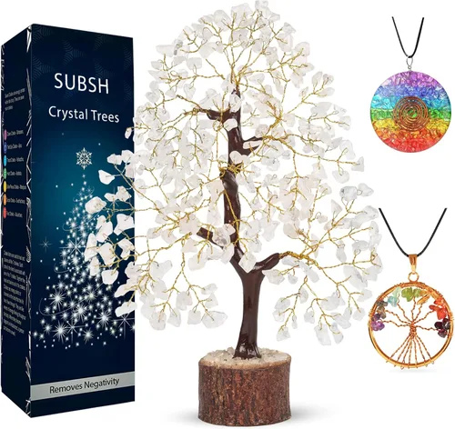 Vista 18 de Árbol de la vida de cristal amatista de 10-12 pulgadas con 2 colgantes de chakra – Bonsái de cristal sanador, árbol del dinero para energía