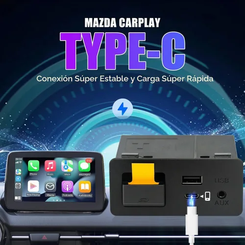 Vista 3 de Tipo C Mazda Apple CarPlay y Android Auto HUB OEM Kit de reequipamiento USB para Mazda 2/3/6/CX3 CX5/CX8/CX9/MX5/Miata 2014-2019 con sistema MZD
