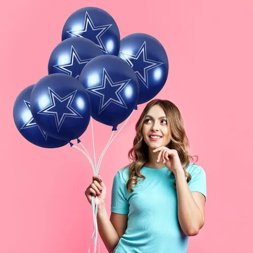Vista 4 de Dallas Cowboys - Globos de látex azul marino, 12 pulgadas (paquete de 6), únicos, duraderos y llamativos, perfectos para fiestas y decoraciones