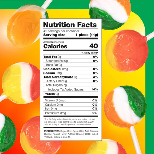 Vista 2 de Paletas de frutas, caramelos duros de frutas surtidas - 40 unidades, paquete de 1 libra