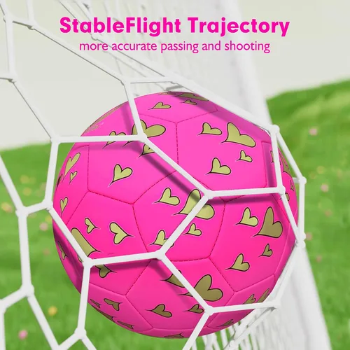 Vista 6 de Soccer Balls Size 3 for Girls Soccer Ball for Kids Aged 4-6 6-8 Beginners Outdoors Sports Ball Recreation Playing Ball Birthday Christmas Back to