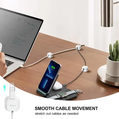 Vista 3 de Picozon Paquete de 6 Clips Magnéticos para Cables Organizador Soporte de Cables, Picozon Organizador Adhesivo de Gestión de Cables, Soporte
