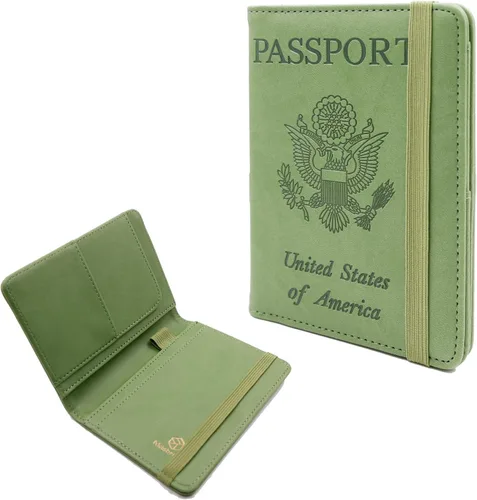 Vista 22 de Melsbrinna Funda de cuero prémium para pasaporte, impermeable, con bloqueo RFID, cartera de viaje con soporte para bolígrafo, bonito libro