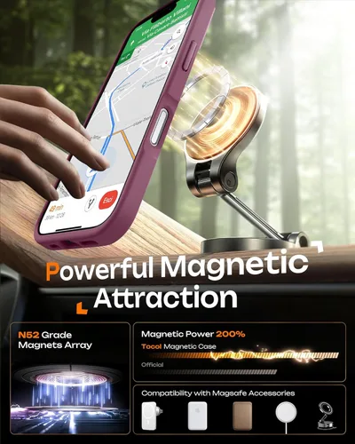 Vista 513 de TOCOL Funda para iPhone 11, compatible con Magsafe, protección completa de cámara, imanes integrados, protección contra caídas, funda translúcida