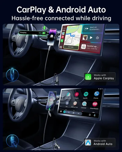 Vista 7 de SHEZI [Actualizado 2.0] 4-en-1 Cable USB C Corto 60W 0.6 Pies Carga Rápida [Sincronización de Datos 480Mbps] Cargador Combo de Cordón Plano Trenzado