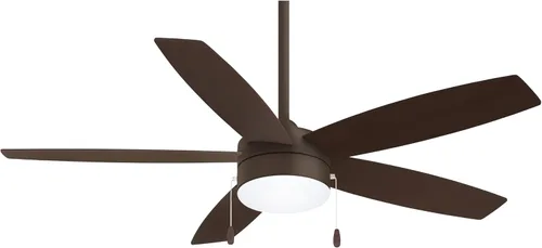 Vista 6 de MINKA-AIRE Ventilador de techo LED de 52 pulgadas con 5 aspas, latón cepillado y aspas de acabado blanco alabastro con vidrio blanco esmerilado