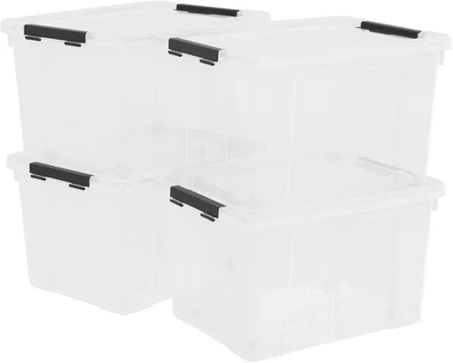 Vista 10 de Caja de almacenamiento de plástico transparente de 22 cuartos de galón con ruedas, contenedores de almacenamiento de plástico con tapas