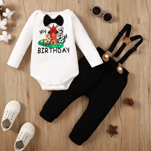 Vista 3 de Atuendo de cumpleaños para bebé niño, traje de primer cumpleaños de granja para niño