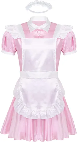 Vista 2 de Alvivi Traje de lencería de satén de manga corta para hombre
